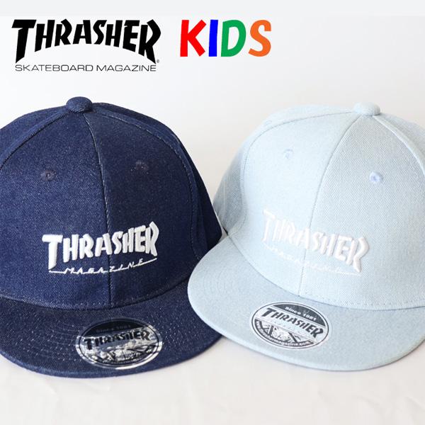 THRASHER（スラッシャー） キッズサイズ ロゴ刺繍 デニム キャップ