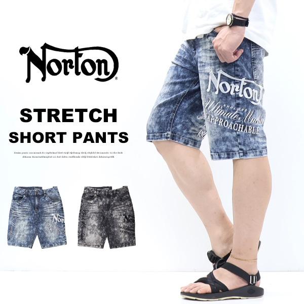 ノートン（NORTON） ストレッチケミカルデニム MAX刺繍 ショートパンツ