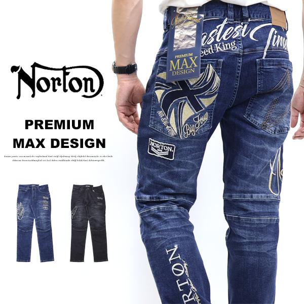 Norton ノートン 跨ぎMAXストレッチデニムパンツ 刺繍 ジーンズ メンズ パンツ ボトムス 送料無料 263N1800B