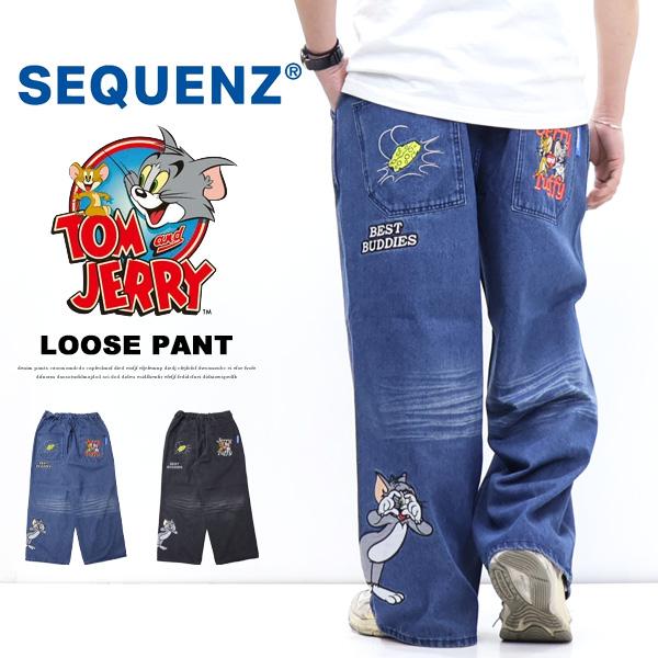 SEQUENZ トムとジェリー ルーズデニムパンツ ジーンズ メンズ 送料無料