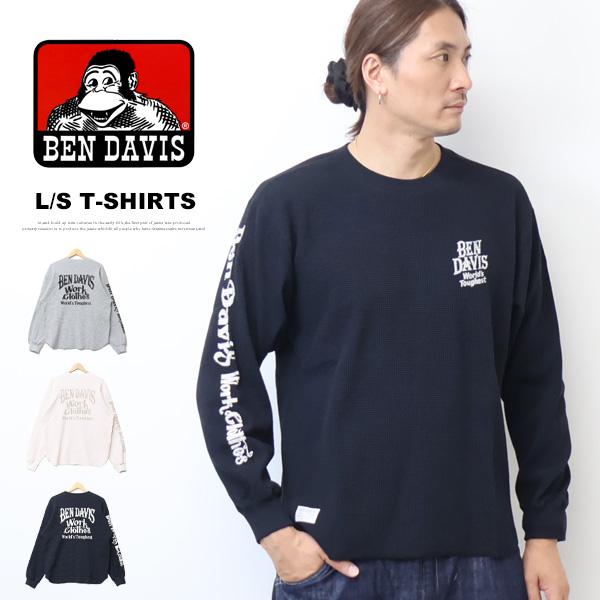 BEN DAVIS ベンデイビス ビッグワッフル プリント 長袖Tシャツ サーマルTシャツ ロンT 長T メンズ ゴリラ ベンデビ 送料無料 26780039