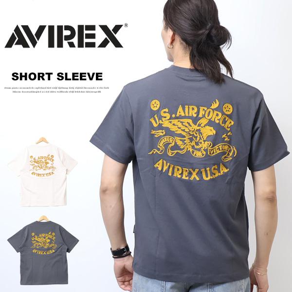 AVIREX（アヴィレックス） チェーンステッチ 刺繍 半袖Tシャツ メンズ