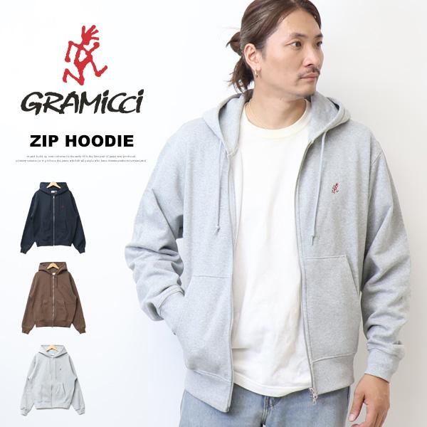 GRAMICCI グラミチ ワンポイント刺繍 スウェットジップパーカー フーディー 裏起毛 スウェットパーカー メンズ 送料無料 G310-FT