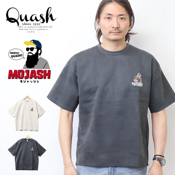 Quash クアッシュ MOJASH モジャッシュ ブラッシュポンチ ワンポイント刺繍 半袖Tシャツ ヒゲおじさん 半T メンズ Q26-307-21S