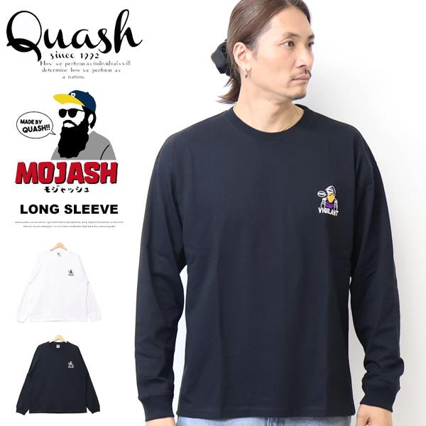 Quash クアッシュ MOJASH モジャッシュ ヒゲおじさん ワンポイント刺繍 長袖Tシャツ ワンポイント 長T ロンT メンズ Q26-603-41G