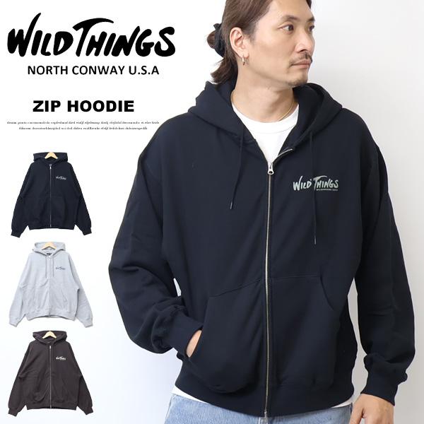 WILD THINGS ワイルドシングス ロゴプリント スウェットジップパーカー 裏毛 スウェットパーカー フーディ メンズ 送料無料 WT26142IS