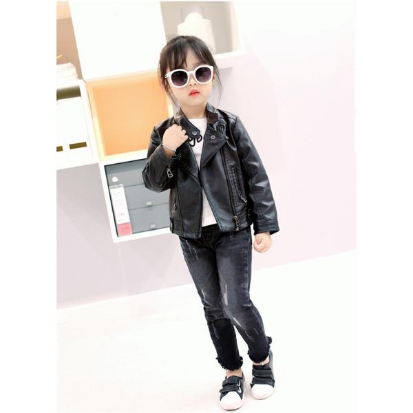 キッズ革ジャン 秋冬 レザージャケット 女の子 フード付き ライダースジャケット 子供服 ジャンパ オシャレ アウター 防寒防風 Supersport Tn