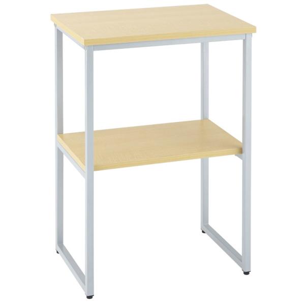 【商品説明】コンパクト電話機台のワイドタイプ。電話機と併せて名簿などA4サイズの書類が置けます。エントランスで消毒液やタイムカードなど置くラックとしても便利です。棚板は固定です。アジャスター付き。耐荷重：天板、棚板共に5Kg　＊組み立て式（...