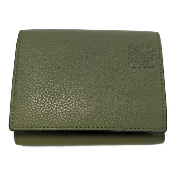 極美品✨ロエベ 折り財布 トライフォールドウォレット リピートアナグラム カーキ LOEWE ロエベ トライフォールド レザー ウォレット・アナグラム