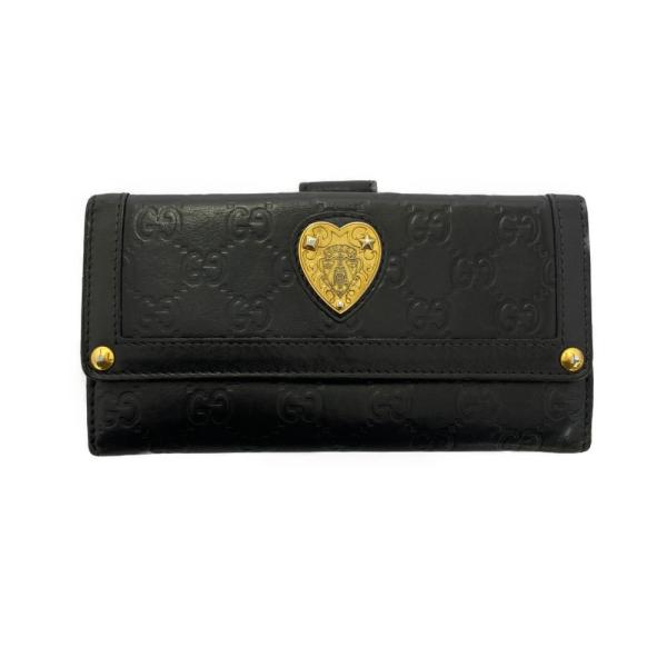 希少　グッチ　シマ　クレスト　ハート　折財布　ブラック　GG柄 GUCCI（グッチ） クレストハート グッチシマ Wホック 長財布/208566