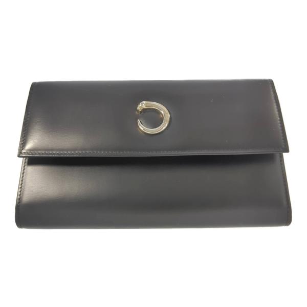 Cartier 二つ折り財布 黒 レザー Cartier カルティエ 財布 ブラック レザー 二つ折り財布 vintage