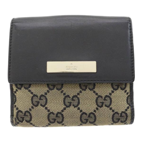 GUCCI（グッチ） GGキャンバス・2つ折り財布 Wホック ロゴプレート