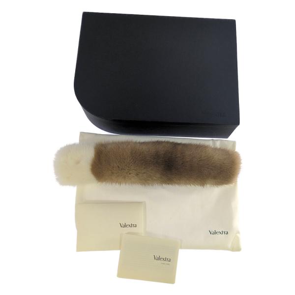 Valextra ネイビー ファー ハンドルカバー ノベルティチャーム付き