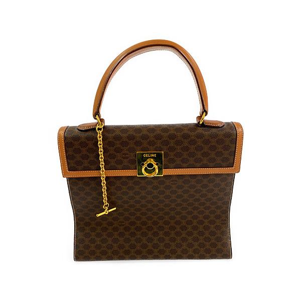 CELINE セリーヌ　マカダム　トップハンドル　チェーン　サークルハンドバッグ CELINE セリーヌ オールドセリーヌ マカダム チェーン トップ