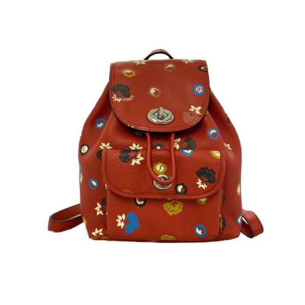 COACH（コーチ） ミニターンロックフローラルプリントレザーリュック