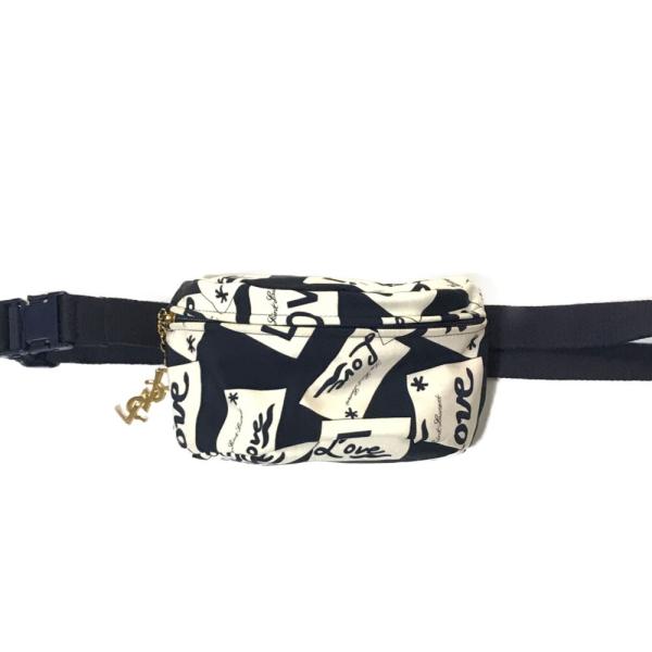 YSL LOVE ポーチ キャンバス ブラック ホワイト YSL LOVE ポーチ キャンバス ブラック ホワイト
