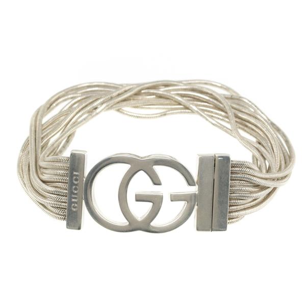 GUCCI　グッチ　インターロッキングG　ブレスレット　Ag925 GUCCI 美品□GUCCI グッチ AG925 レザー アラベスク インター