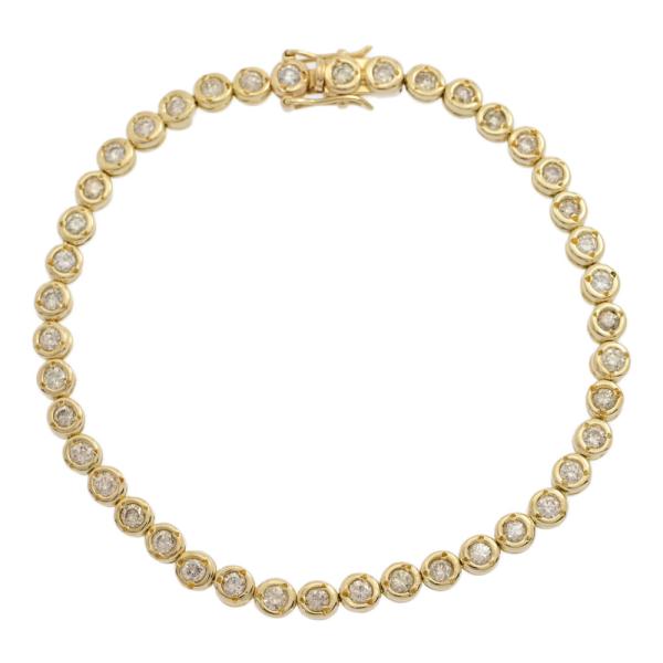 2.10ct/42P・ブラウンダイヤモンド テニスブレスレット/K18YG/750-12.1