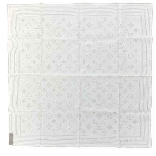 【匿名配送】LOUIS VUITTONルイヴィトン　ハンカチ❤︎ ルイヴィトン モノグラム・プチスカーフハンカチ/ホワイト/シルバー
