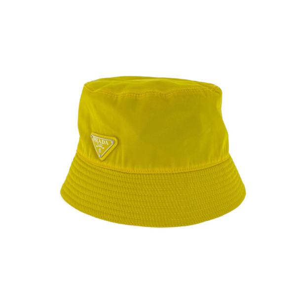 PRADA プラダ トライアングルロゴバケットハット帽子/イエロー/PRADA