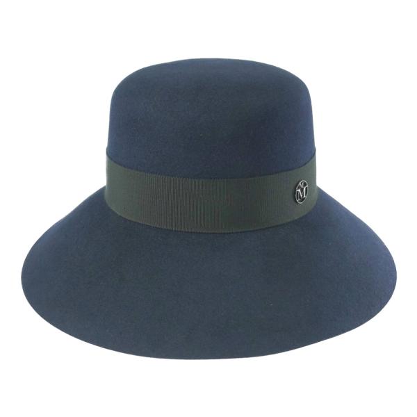 Maison Michel メゾンミッシェル ネイビー ウール フェルトハット Maison Michel メゾンミッシェル ロゴプレート ウール フェルト