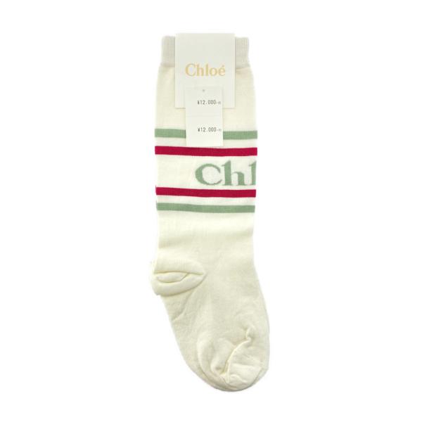 Chloe（クロエ） ロゴ ラインソックス 靴下/CHC19SCU01910/S/ホワイト