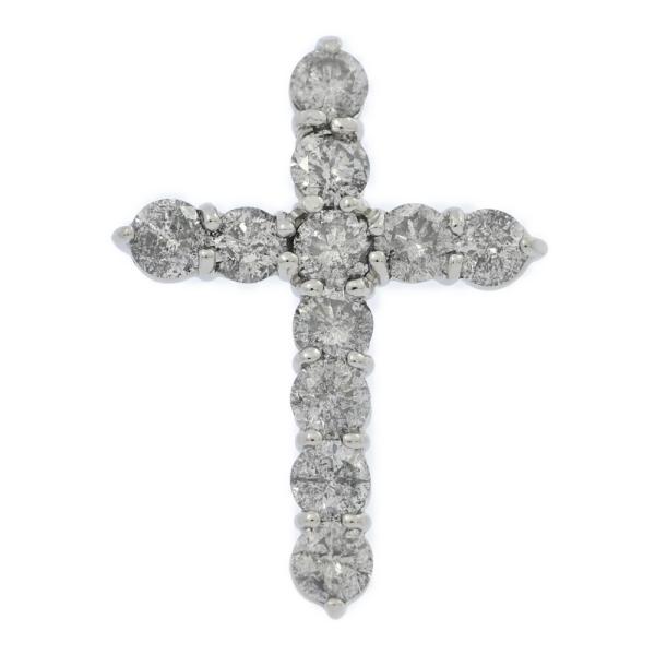 最終　PT900 天然ダイヤモンドペンダント　クロス 2ct/クロスモチーフ 11P・ダイヤモンド ペンダントトップ/Pt900-3.4g