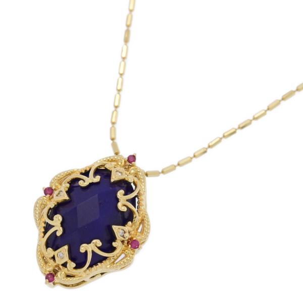 FD:0.02ct/ラピスラズリ ルビー ダイヤモンド ネックレス