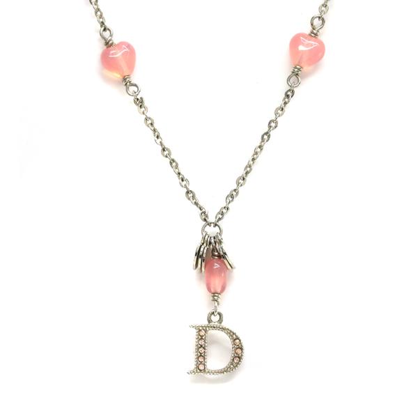 Cristian Dior ハート型ペンダントネックレス クリスチャンディオール ロゴチャーム ハートネックレス