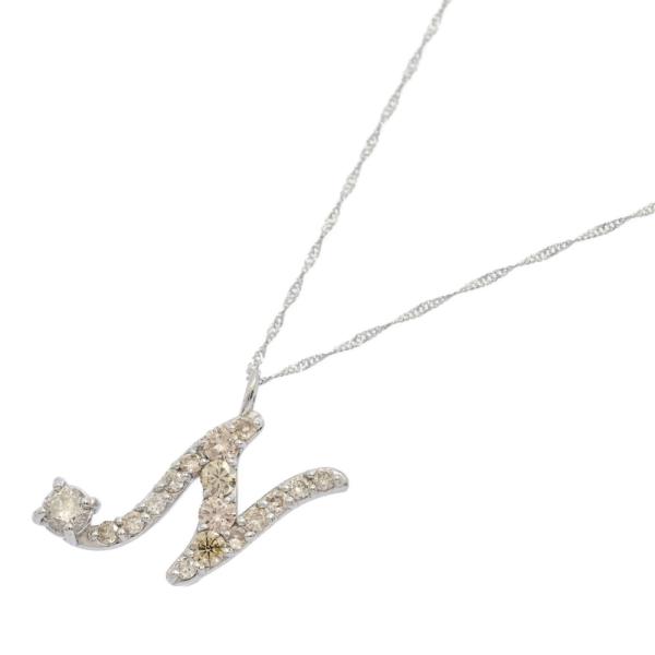 0.5ct/イニシャル 17P・N ダイヤモンドネックレス・ペンダント/Pt900