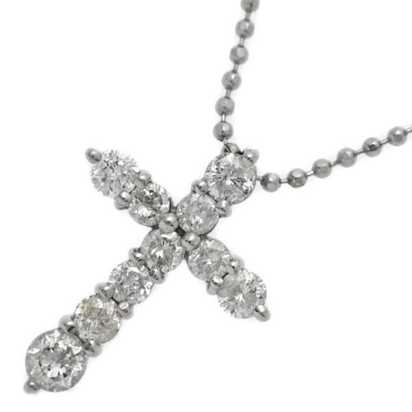 0.5ct/クロスモチーフ 10P ダイヤモンド ネックレス ペンダント/Pt900