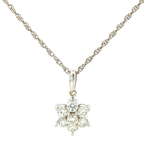 1ct フラワーモチーフ 7粒 ダイヤモンド ネックレス ペンダント Pt900