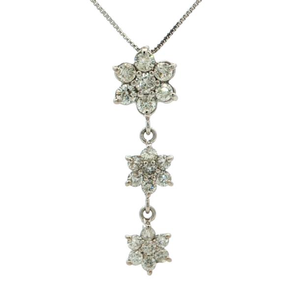 0.81ct フラワーモチーフ ダイヤモンドネックレス ペンダント K18WG
