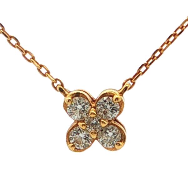 0.08ct フェスタリア フラワーモチーフ 4粒 ダイヤモンド ネックレス ペンダント K18YG/750-1.1g イエローゴールド festaria /h260525/615144