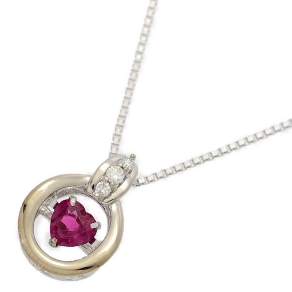 K18WGルビーハート型ペンダントヘッド RU0.3ct/FD:0.03ct/ハートモチーフ ルビー・ダイヤモンド