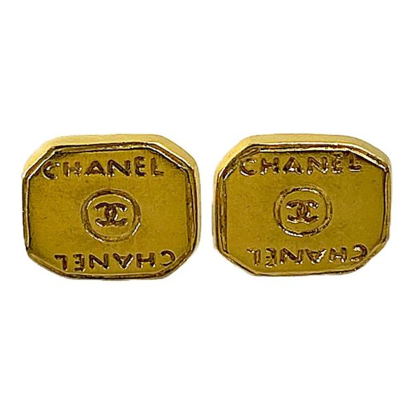 CHANEL シャネル ココマークプレートピアス-5.1g/ゴールド