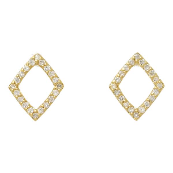 0.1ct/FD:0.1ct/ひし形モチーフ ダイヤモンド ピアス/K18YG/750-0.8g