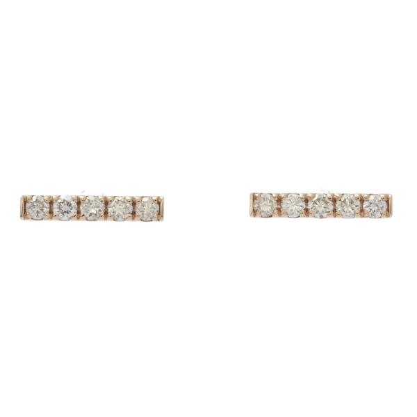 0.1ct/FD:0.1ct 一文字 ダイヤモンド ピアス K18PG/750-0.8g ピンク