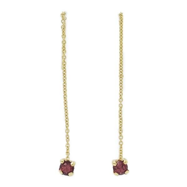 ガーネット スウィング ロングチェーン ピアス/K18YG/750-1.2g