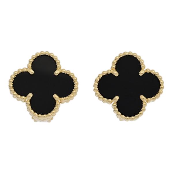 ヴァンクリーフ&アーペル VCA アルハンブラ オニキス ピアス K18 750 Van Cleef ＆ Arpels ヴァンクリーフアンドアーペル ヴィンテージ