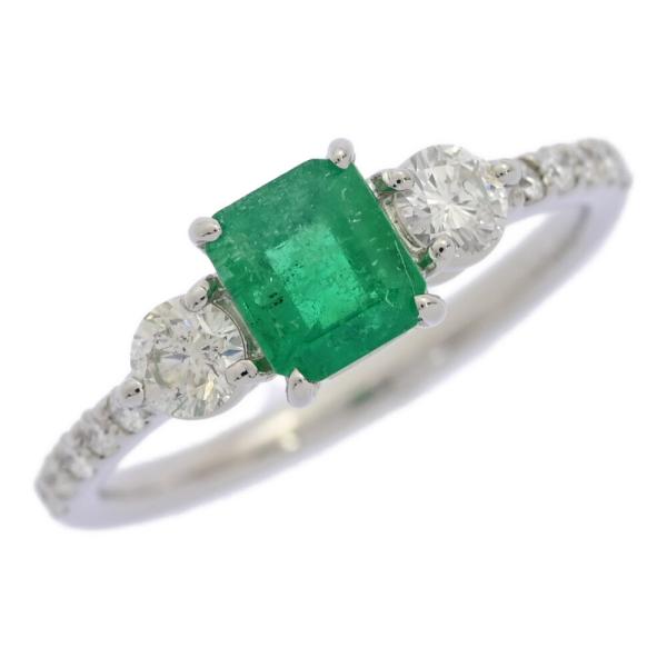 美品 Pt900 エメラルド0.37ct ダイヤ計0.26ct リング 指輪 コロンビア産エメラルド0.37ctプラチナリングダイヤ0.26ct付