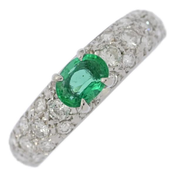 純音❣️Pt900 エメラルド 0.7 ダイヤモンド0.55リング指輪 10 エメラルド リング 0.5ct Pt900 (14456) 指輪 リング プラチナ
