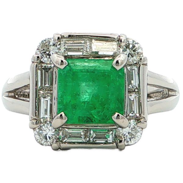 エメラルドダイヤプラチナ850リング 1.39ct 0.89ct エメラルド ダイヤモンドリング 指輪 Pt850-7.7g 10号