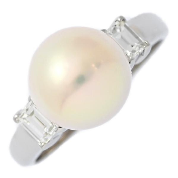 037【タサキ】Pt900 パール約8.6mm ダイヤモンド0.25ct