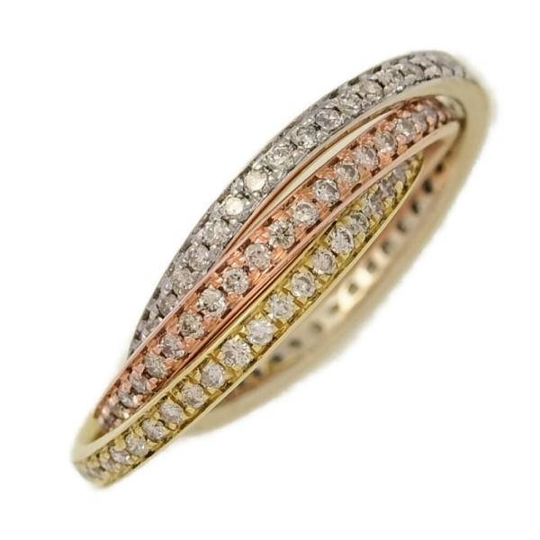 1.00ct/3連・フルエタニティ ダイヤモンド リング・指輪/K18Y+W+P/750