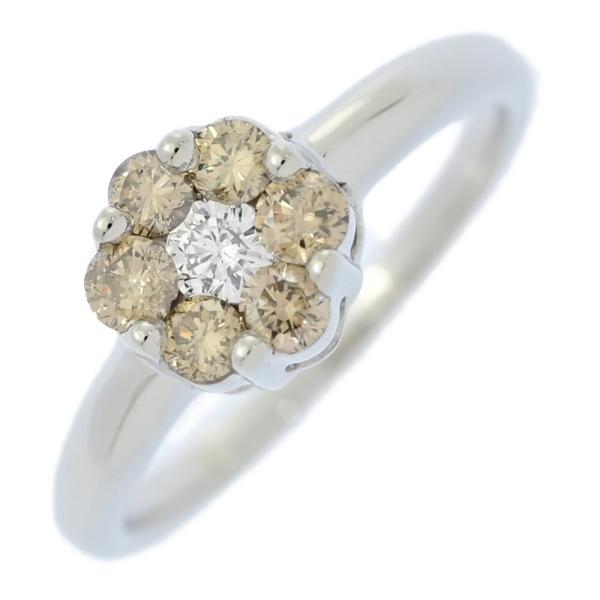 0.50ct/フラワーモチーフ 7P・ブラウンダイヤモンド カラーレスダイヤ