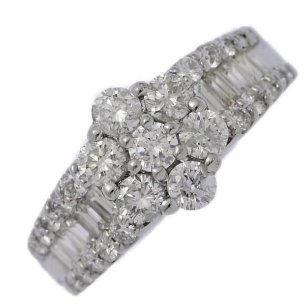 Pt900 ハーフエタニティ リング D0.25ct フラワー　指輪 1ct/フラワーモチーフ・ハーフエタニティ・ダイヤモンド リング