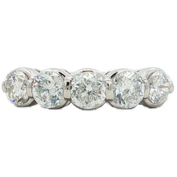 1.53ct シンプルライン 5P ダイヤモンドリング 指輪 Pt900-5.7g 12.5号