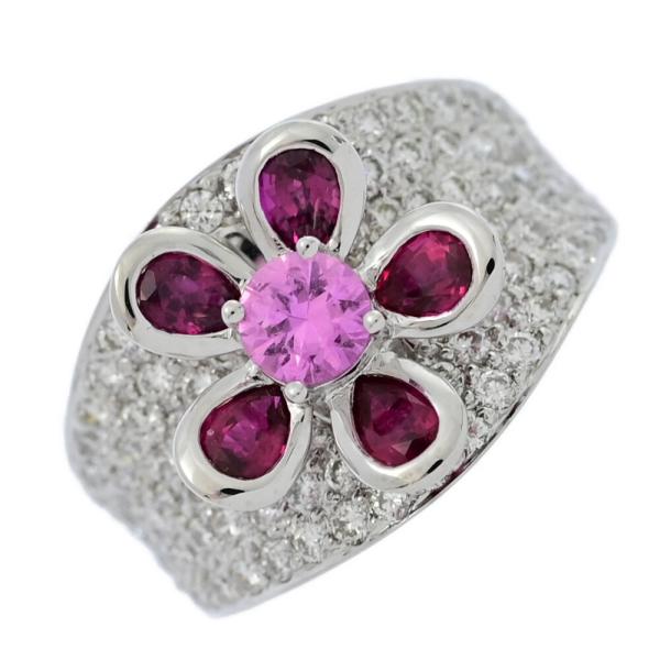 RU/SA1.29ct/D:1.25ct/フラワーモチーフ・パヴェセッティング・ルビー  