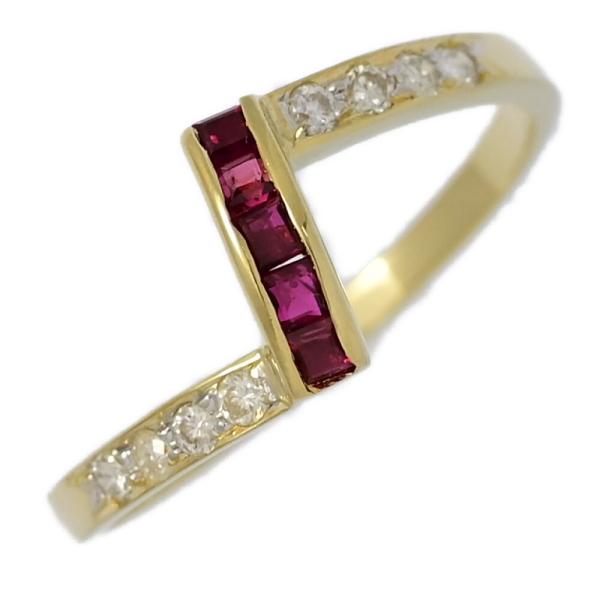 7月誕生石・ルビー・ダイヤモンド リング・指輪/K18YG/750-1.8g/13号